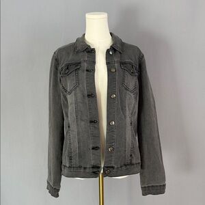 Classic Distressed Gray Wash Denim Soft Jean Jacket